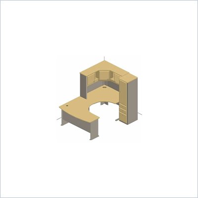Bush Light Oak Advantage Series U-Shaped Corner Desk with Storage Cabinet