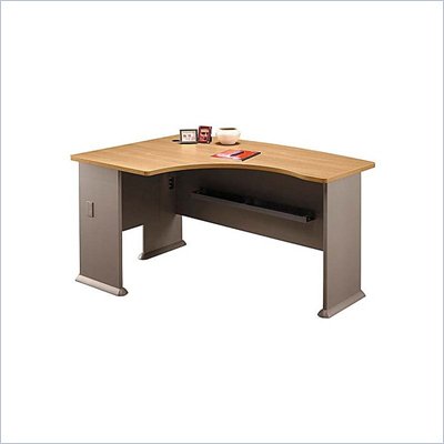 Bush Series A Left L-Shape Bow Front Wood Desk in Light Oak