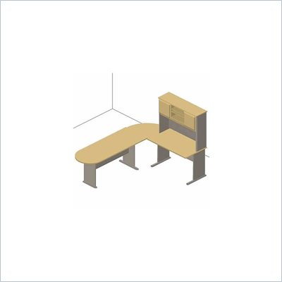 Bush A-Series Right L-Shape Office Suite in Natural Cherry and Slate