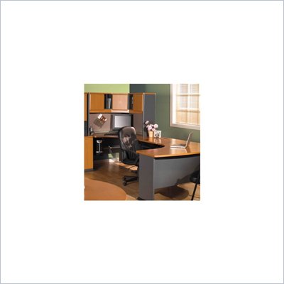 Bush Natural Cherry and Slate Advantage Series U-Shape Computer Desk with Hutch