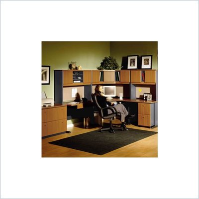 Bush A-Series Right L-Shape Office Suite in Natural Cherry and Slate