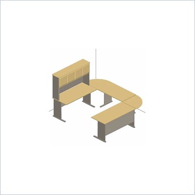 Bush Natural Cherry and Slate Advantage Series U-Shaped Desk with Hutch