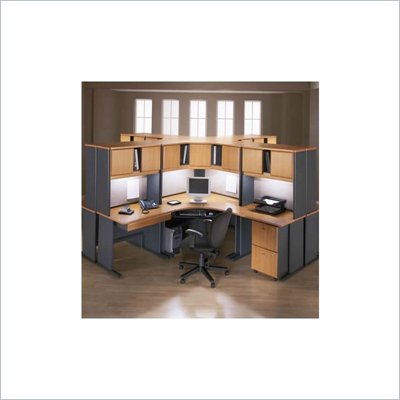 Bush Advantage Series Cubicle Set in Natural Cherry and Slate