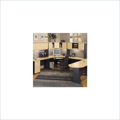 Bush Advantage Series U-Shape Office Suite in Natural Cherry and Slate
