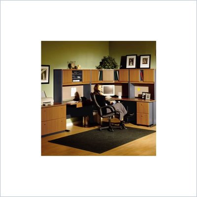 Bush Advantage Right L-Shape Office Suite in Natural Cherry and Slate