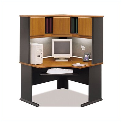 Bush Advantage Series Corner Wood Desk with Hutch in Natural Cherry