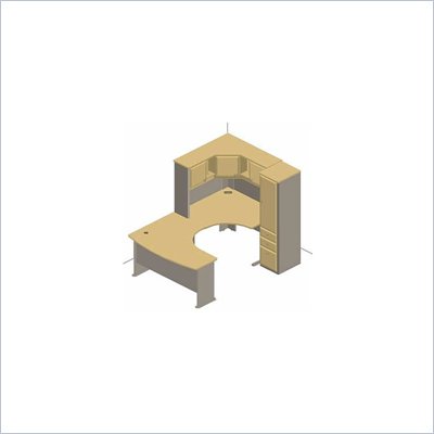 Bush Advantage Corner Desk with Hutch in Natural Cherry and Slate