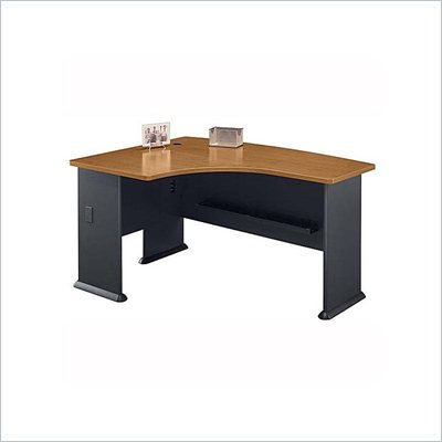 Bush Series A Left L-Bow Wood Desk in Natural Cherry