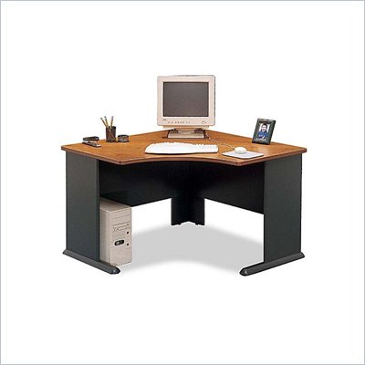 Bush Desk Series A Corner Wood Computer in Natural Cherry