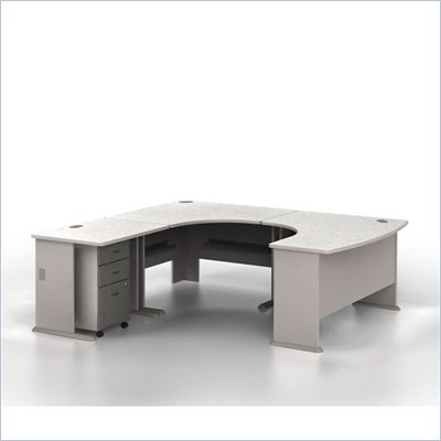 Bush Series A Left-Facing U-Shaped Desk Bundle in Pewter