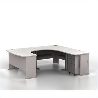 Bush Series A Right-Facing U-Shaped Desk Bundle in Pewter
