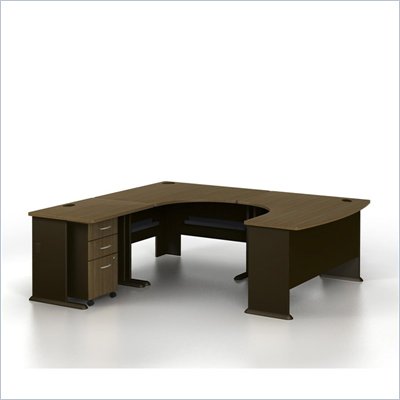 Bush Series A Left-Facing U-Shaped Desk Bundle in Walnut