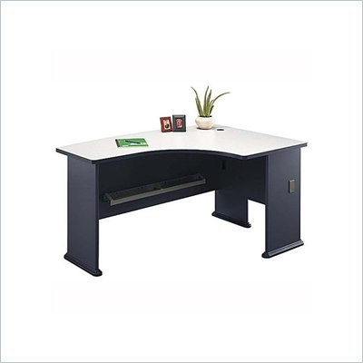Bush Series A Right Corner L-Shape Bow Front Wood Desk in Slate
