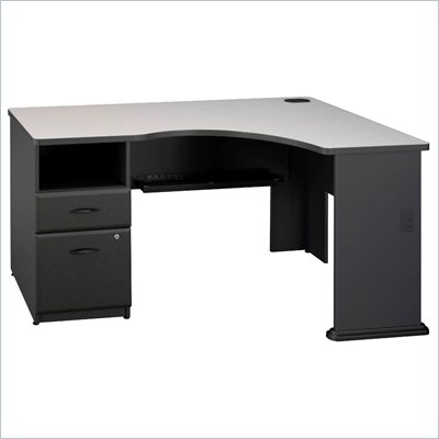 Bush Series A Expandable Single Pedestal Corner Desk in Slate