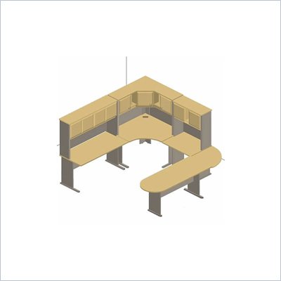 Bush White Spectrum and Pewter Advantage Series U-Shaped Corner Cubicle