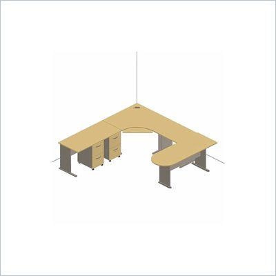 Bush White Spectrum and Pewter Advantage Series U-Shaped Corner Desk