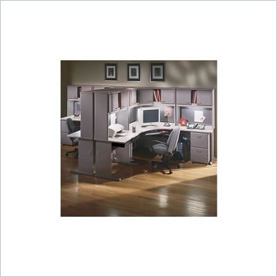 Bush White Spectrum and Pewter Advantage Series Corner Desk with Hutch