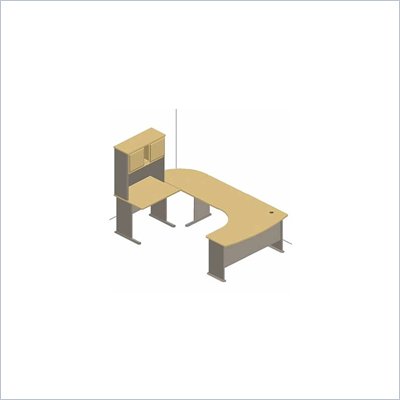 Bush Series A White Spectrum and Pewter Advantage U-Shaped Desk
