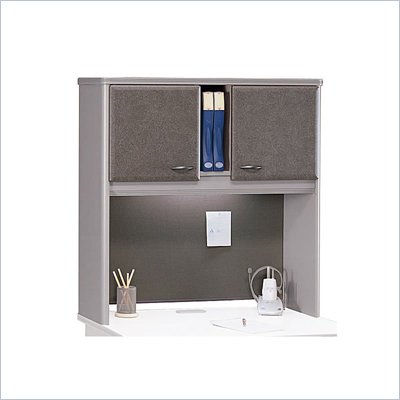 Bush Series A 36" Wood Hutch in White Spectrum and Pewter