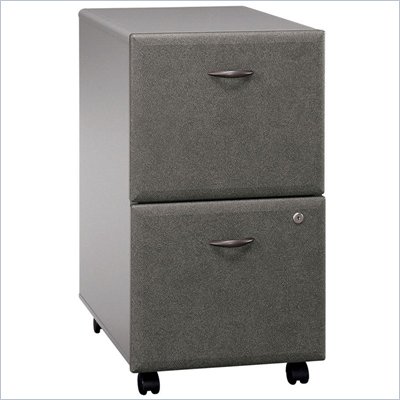 Bush Series A 2 Drawer Vertical Mobile Wood File Cabinet in White Spectrum and Pewter