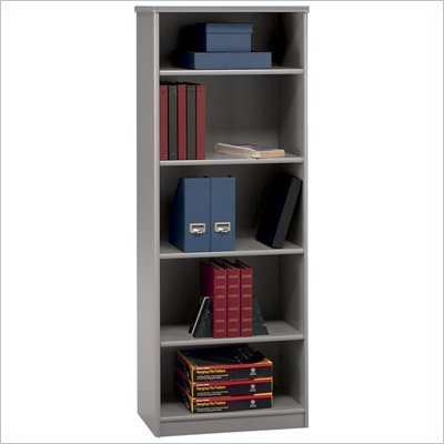 Bush White Spectrum and Pewter Advantage Series A 5 Shelf Bookcase