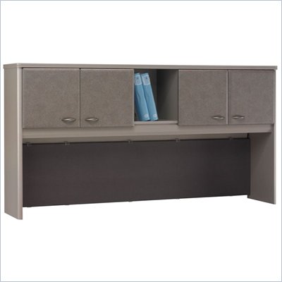Bush Series A 72" Wood Hutch in White Spectrum and Pewter