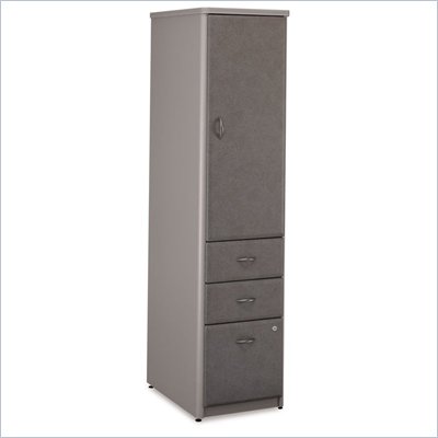Bush Series A Vertical Wood Storage Locker in White Spectrum & Pewter
