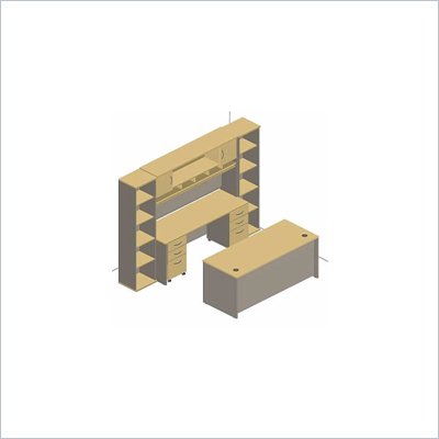 Bush Series C Desk Set with File Cabinet and Bookcase in Auburn Maple