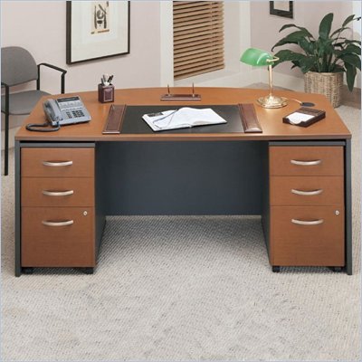 Bush Corsa Series Wood Office Desk Set in Auburn Maple