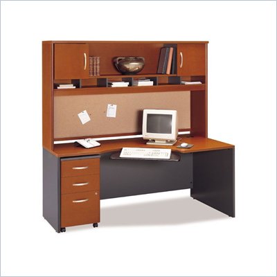 Bush Corsa Series Executive Desk with Hutch in Auburn Maple