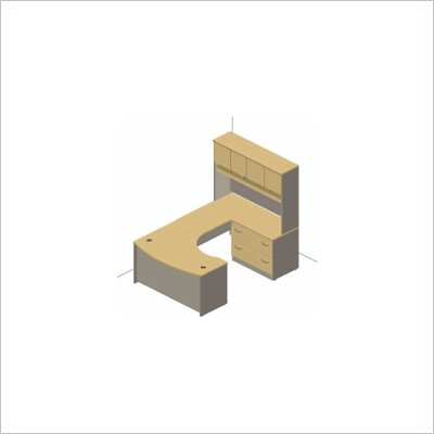 Bush Auburn Maple Corsa U-Shaped Corner Desk with Hutch and Storage