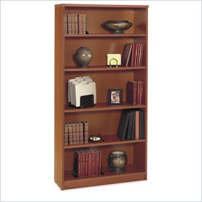 Bush Series C Open Double 5 Shelf Wood Bookcase in Auburn Maple