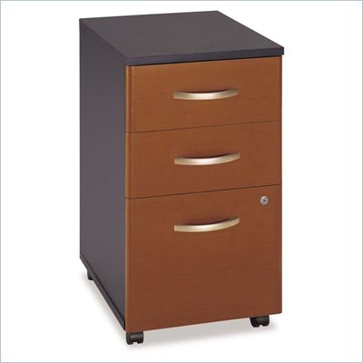 Bush Series C 3 Drawer Vertical Wood Mobile File Cabinet in Auburn Maple