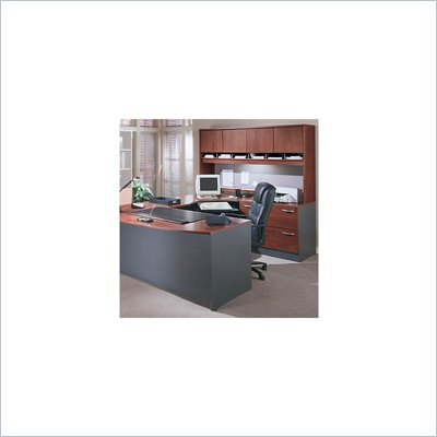 Bush Corsa Series U-Shape Wood Corner Desk with Hutch in Hansen Cherry