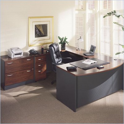 Bush Hansen Cherry Corsa L-Shaped Desk with Storage