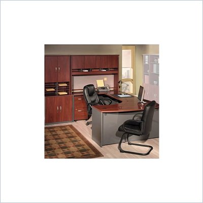 Bush Corsa Series U-Shape Corner Wood Office Set with Hutch in Hansen Cherry