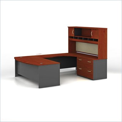 Bush C Series Right L-Shape Office Suite in Hansen Cherry