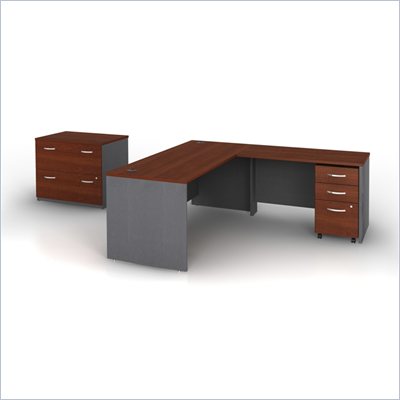 Bush Series C 4-Piece L-Shape Computer Desk in Hansen Cherry