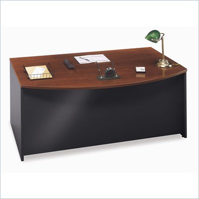 Bush Series C Bow Front Wood Computer Desk in Hansen Cherry