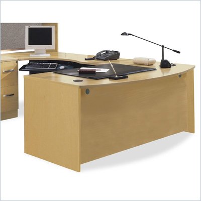Bush Series C U-Shape Bow Front Wood Desk with Left Corner Module in Light Oak