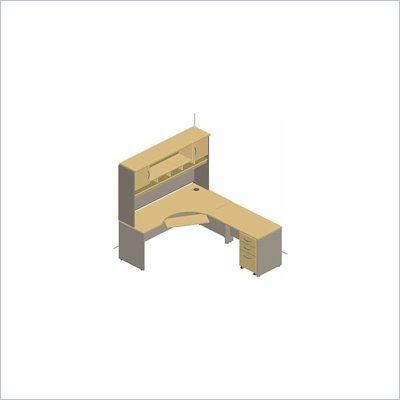 Bush Light Oak Corsa Series Corner Computer Desk with Hutch