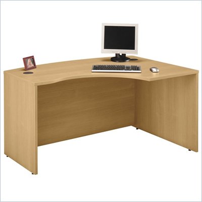 Bush Series C Right Corner Bow Front Wood Desk in Light Oak