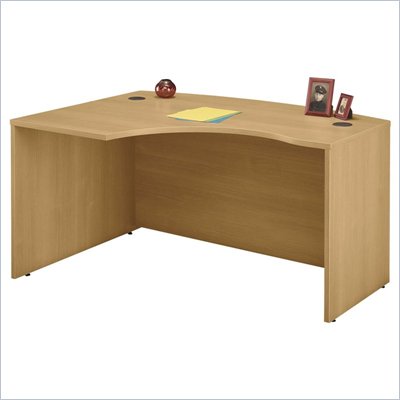 Bush Series C Left Corner Bow Front Wood Desk in Light Oak