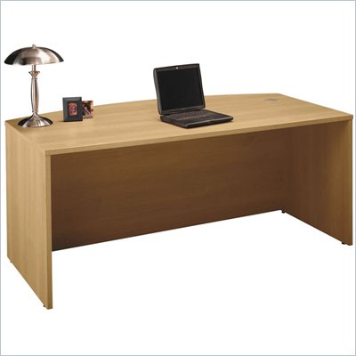 Bush Series C 71" Bow Front Wood Executive Desk in Light Oak