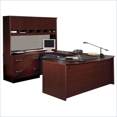 Bush Series C Executive U-Shape Wood Desk in Mahogany
