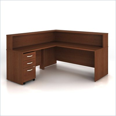 Bush Series C 4-Piece L-Shape Computer Desk in Mahogany