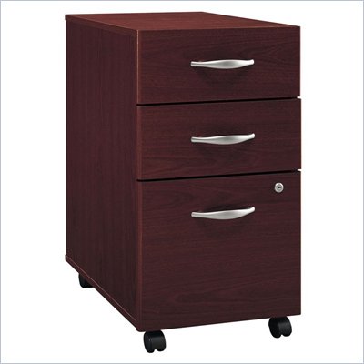 Bush Series C 3 Drawer Vertical Mobile Wood File Storage Cabinet in Mahogany