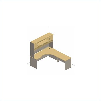 Bush Mocha Cherry Corsa L-Shaped Desk with Right C-Module and Hutch