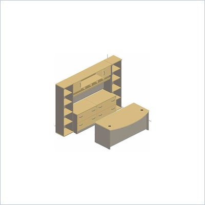 Bush Series C Mocha Cherry Executive Bow Front Desk with Filing Cabinets and Bookcases