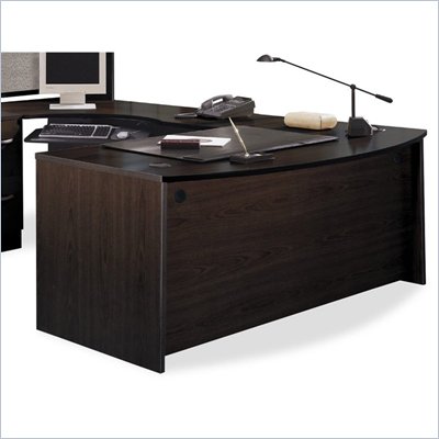 Bush Corsa Series L-Shape Bow Front Wood Computer Desk Set in Mocha Cherry